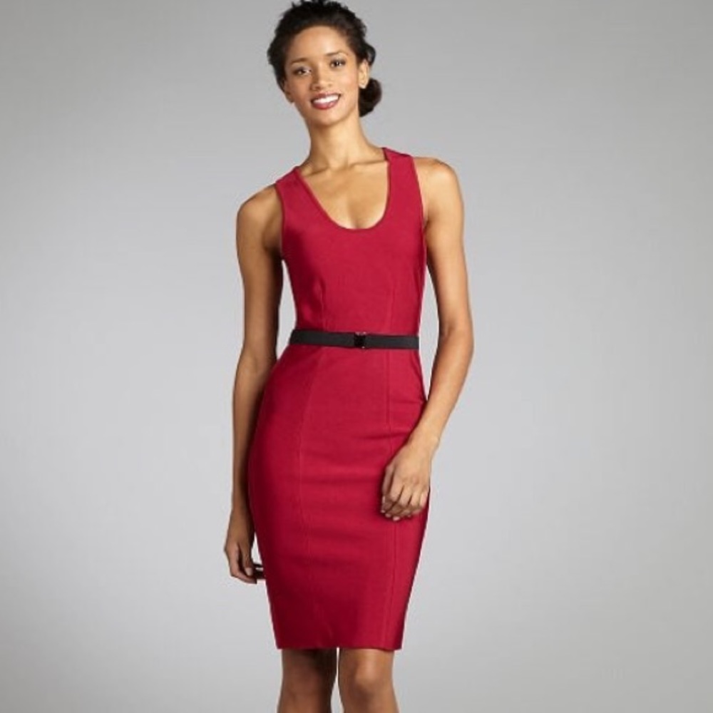 STRETTA red bodycon bandage belted dress